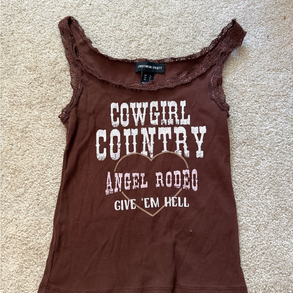 Streetwear Society Brown Cowgirl Tank Top